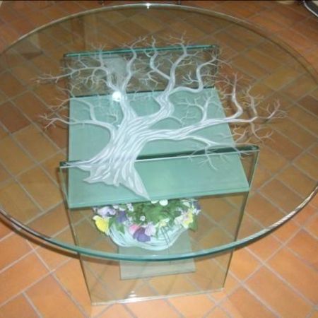 Glastisch + Sandstrahlung